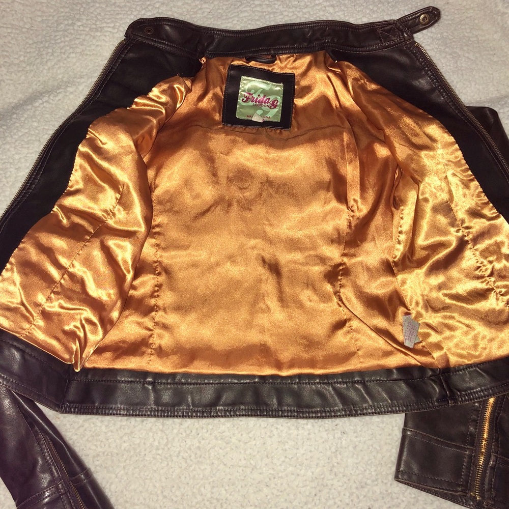 NWT Frida G Brown faux leather jacket  size small